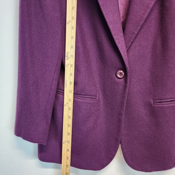 Vintage Sag Harbor Purple Wool Blazer Size 12 Relaxed Fit One Button Lined - Picture 6 of 9
